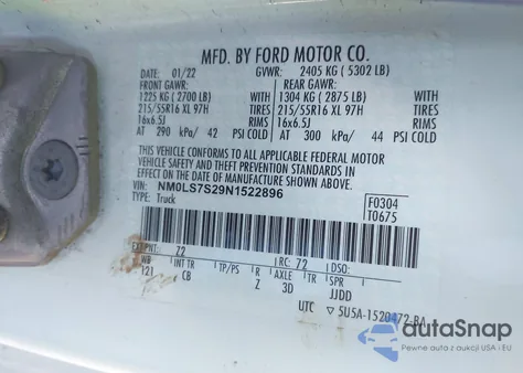 2022 Ford Transit Connect Xl z USA, uszkodzony, nr VIN NM0LS7S29N1522896